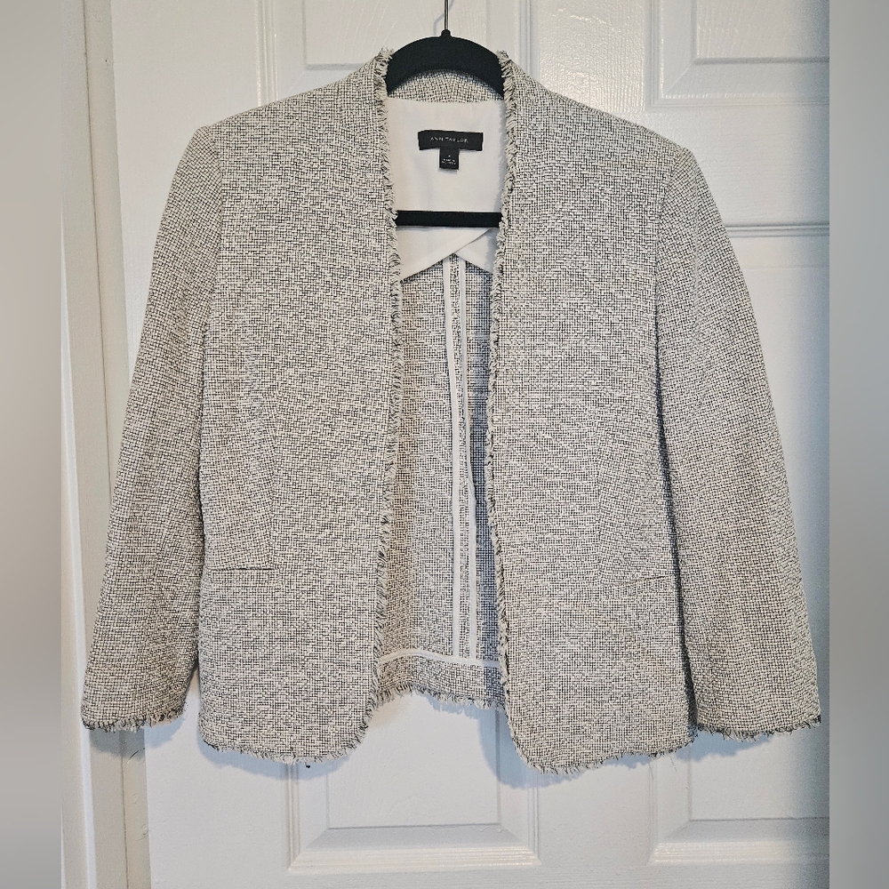 Ann Taylor Black and White Textured Jacket